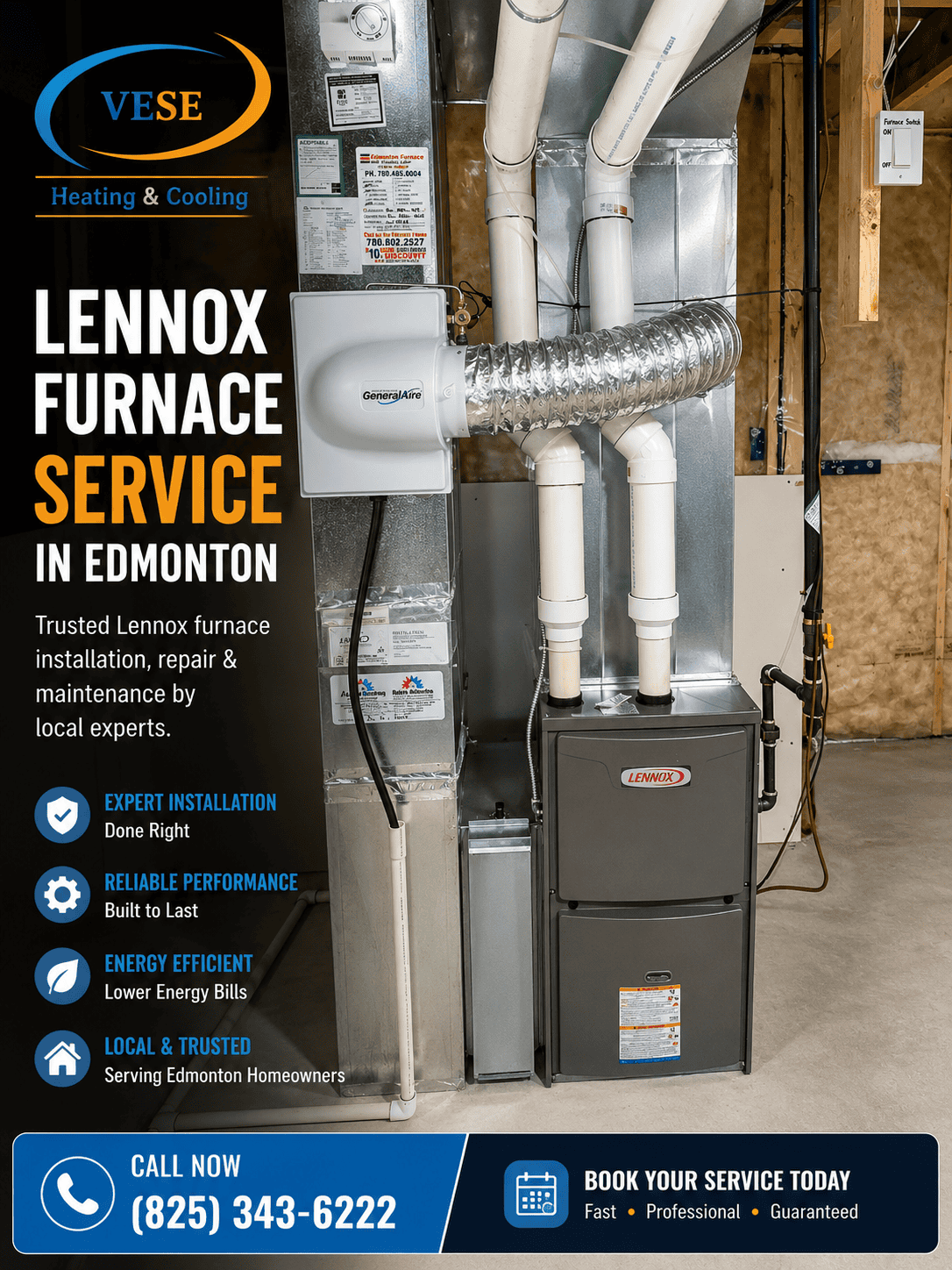 Lennox furnace service and maintenance in Edmonton by Vese Heating and Cooling