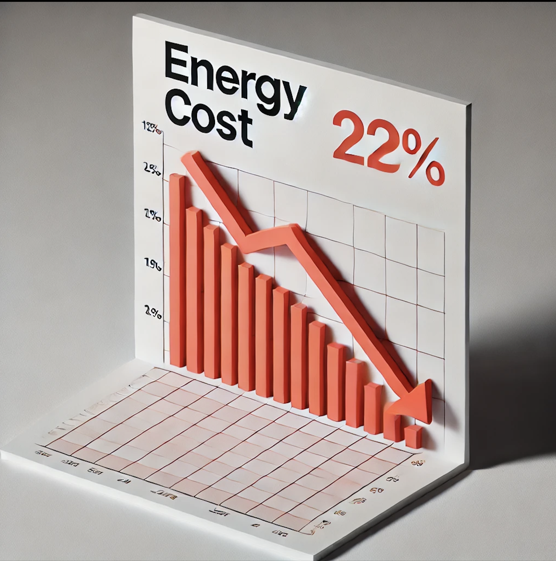 A graph showing a downward trend in energy costs