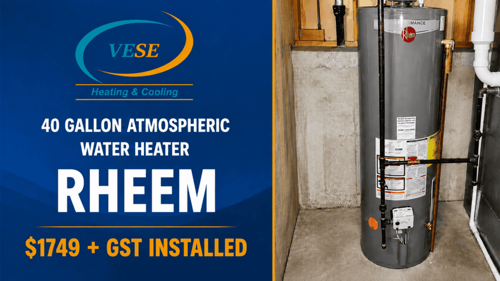 40 gallons atmospheric water heater Rheem $1749+gst- installed || by Vese Heating & Cooling